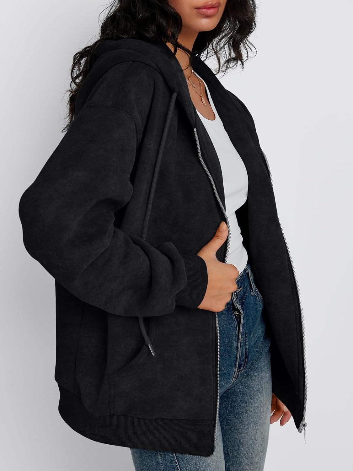 imageTrendy Queen Zip Up Hoodies for Women Acid Wash Oversized Sweatshirts Fall Cute Y2k Clothes Winter Jackets Vintage StreetwearBlack