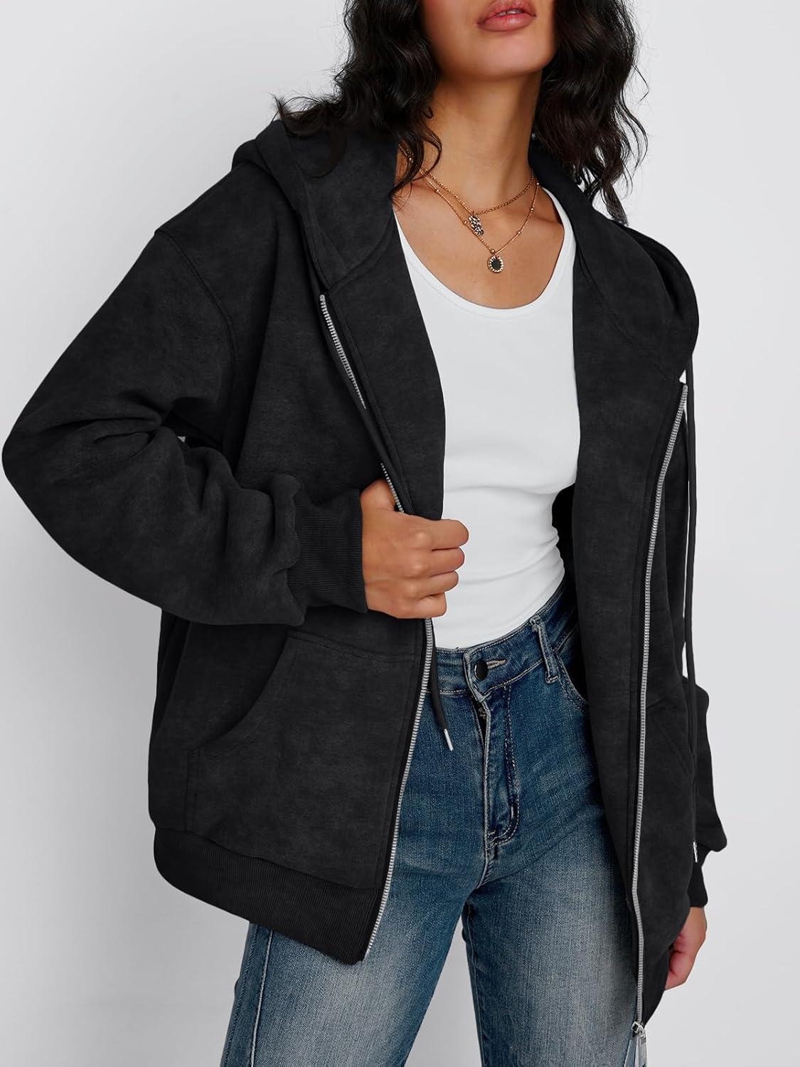 imageTrendy Queen Zip Up Hoodies for Women Acid Wash Oversized Sweatshirts Fall Cute Y2k Clothes Winter Jackets Vintage StreetwearBlack
