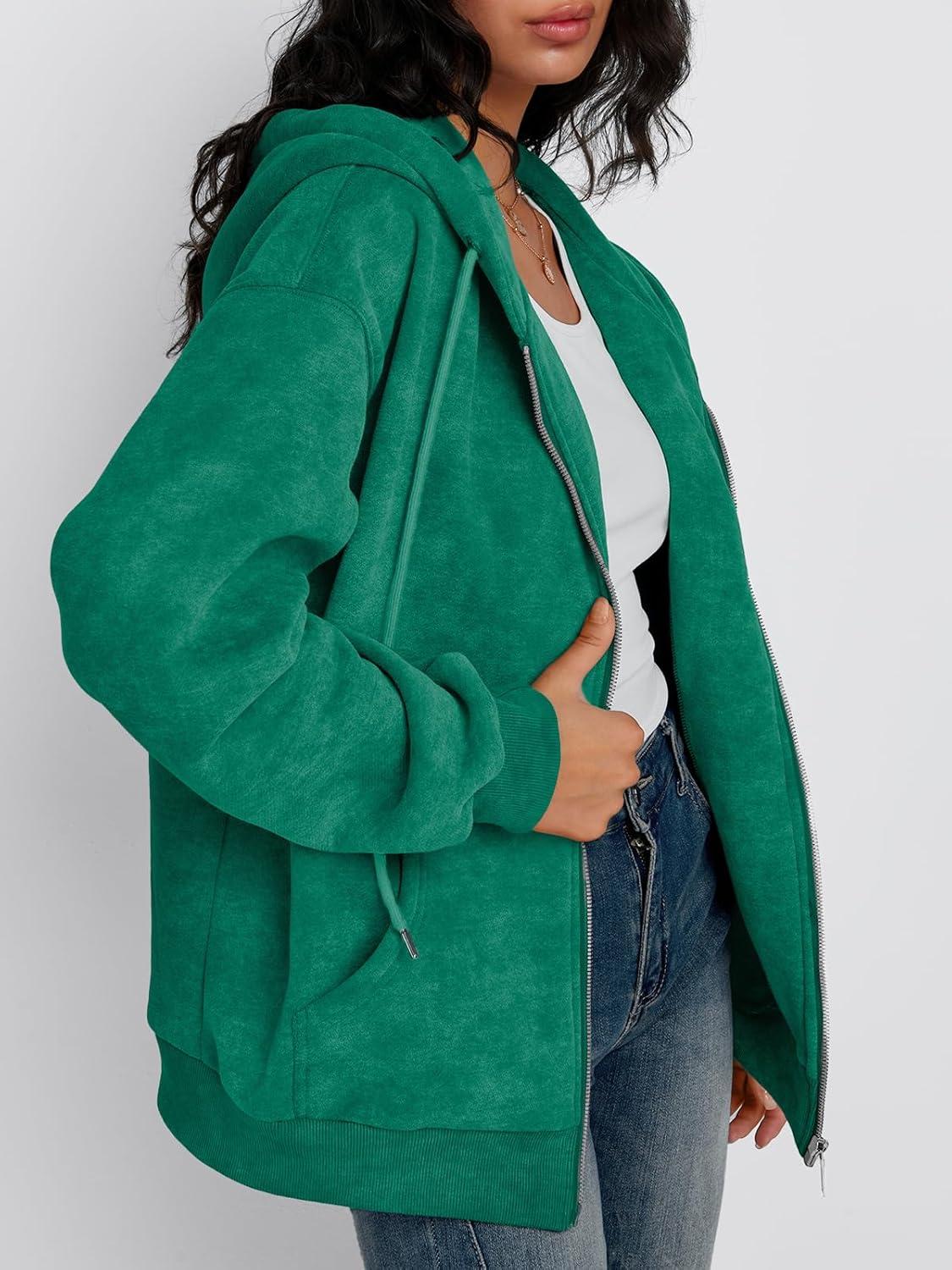 imageTrendy Queen Zip Up Hoodies for Women Acid Wash Oversized Sweatshirts Fall Cute Y2k Clothes Winter Jackets Vintage StreetwearGreen