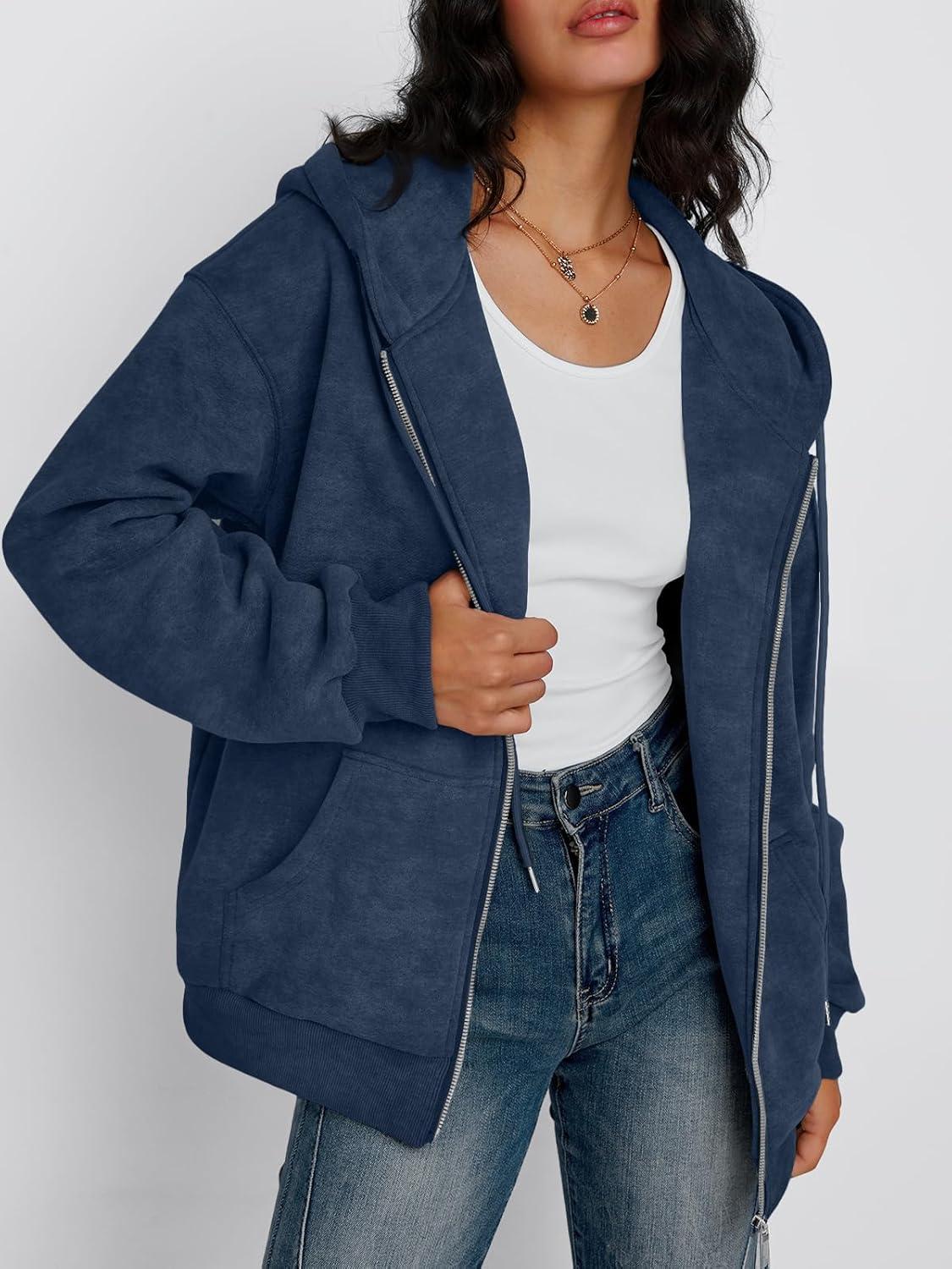 imageTrendy Queen Zip Up Hoodies for Women Acid Wash Oversized Sweatshirts Fall Cute Y2k Clothes Winter Jackets Vintage StreetwearNavyblue