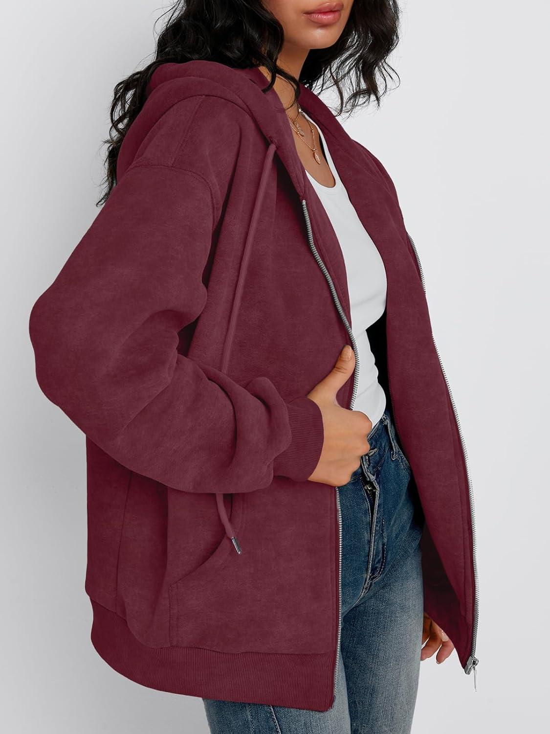 imageTrendy Queen Zip Up Hoodies for Women Acid Wash Oversized Sweatshirts Fall Cute Y2k Clothes Winter Jackets Vintage StreetwearWinered