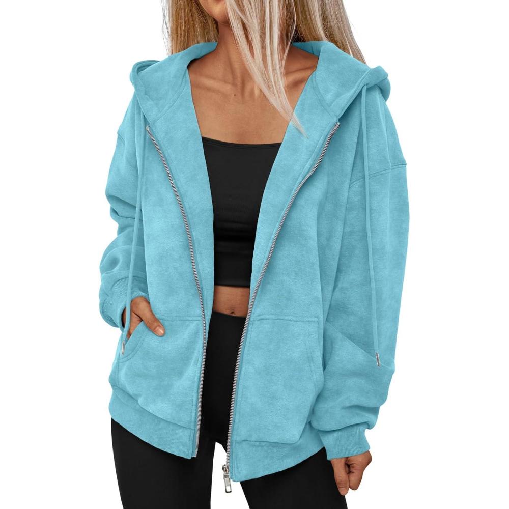 imageTrendy Queen Zip Up Hoodies for Women Acid Wash Oversized Sweatshirts Fall Cute Y2k Clothes Winter Jackets Vintage StreetwearSkyblue