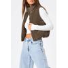 imageTrendy Queen Puffer Vest Women Sleeveless Winter Outerwear Warm Puffer Lightweight Fashion Standup Collar Down VestBrown