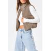 imageTrendy Queen Puffer Vest Women Sleeveless Winter Outerwear Warm Puffer Lightweight Fashion Standup Collar Down VestKhaki