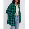 imageTrendy Queen Women Shackets Long Sleeve Flannel Shirts Button Down Blouse Plaid Tops Fall Outfits Fashion Winter Jackets 2024Green