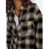 imageTrendy Queen Women Shackets Long Sleeve Flannel Shirts Button Down Blouse Plaid Tops Fall Outfits Fashion Winter Jackets 2024Khaki