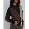 imageTrendy Queen Womens Color Block Argyle Plaid Oversized Chunky Knit Crewneck Sweaters 2024Black Nutmeg