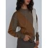 imageTrendy Queen Womens Color Block Argyle Plaid Oversized Chunky Knit Crewneck Sweaters 2024Nutmeg Brown