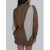imageTrendy Queen Womens Color Block Argyle Plaid Oversized Chunky Knit Crewneck Sweaters 2024Nutmeg Brown