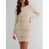 imageTrendy Queen Womens Dresses Casual Fall Bodycon Mini Dress Long Sleeve Fall Outfits Dating Y2k Clothes Fashion 2025Apricot