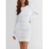 imageTrendy Queen Womens Dresses Casual Fall Bodycon Mini Dress Long Sleeve Fall Outfits Dating Y2k Clothes Fashion 2025White
