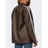 imageTrendy Queen Womens Faux Leather Jackets Bomber Oversized Motorcycle Fall Jackets Collar Zip Up Coats Y2k OutfitsBrown