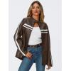 imageTrendy Queen Womens Faux Leather Jackets Bomber Oversized Motorcycle Fall Jackets Collar Zip Up Coats Y2k OutfitsBrown
