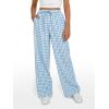 imageTrendy Queen Womens Plaid Pants Linen Wide Leg Checkered Trousers Gingham Casual Striped y2k Slacks Fall Fashion Outfits 2025Blue
