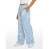 imageTrendy Queen Womens Plaid Pants Linen Wide Leg Checkered Trousers Gingham Casual Striped y2k Slacks Fall Fashion Outfits 2025Blue
