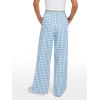 imageTrendy Queen Womens Plaid Pants Linen Wide Leg Checkered Trousers Gingham Casual Striped y2k Slacks Fall Fashion Outfits 2025Blue