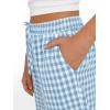 imageTrendy Queen Womens Plaid Pants Linen Wide Leg Checkered Trousers Gingham Casual Striped y2k Slacks Fall Fashion Outfits 2025Blue