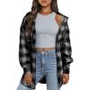 imageTrendy Queen Women Shackets Long Sleeve Flannel Shirts Button Down Blouse Plaid Tops Fall Outfits Fashion Winter Jackets 2024Black
