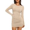 imageTrendy Queen Womens Dresses Casual Fall Bodycon Mini Dress Long Sleeve Fall Outfits Dating Y2k Clothes Fashion 2025Apricot