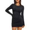 imageTrendy Queen Womens Dresses Casual Fall Bodycon Mini Dress Long Sleeve Fall Outfits Dating Y2k Clothes Fashion 2025Black
