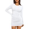 imageTrendy Queen Womens Dresses Casual Fall Bodycon Mini Dress Long Sleeve Fall Outfits Dating Y2k Clothes Fashion 2025White