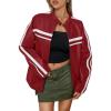 imageTrendy Queen Womens Faux Leather Jackets Bomber Oversized Motorcycle Fall Jackets Collar Zip Up Coats Y2k OutfitsRed