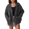 imageTrendy Queen Womens Leather Jackets Oversized Faux Motorcycle Plus Size Moto Biker Coat Fall Outfits Fashion Clothes 2025Darkgrey