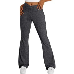 imageTrendy Queen Flare Leggings for Women Wide Leg Yoga Pants V Crossover High Waisted Bootcut Work Pants Fall Outfits 2024Charcoal