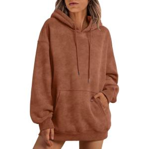 imageTrendy Queen Women Hoodies Fleece Sweatshirts Long Sleeve Pullover Jackets Fall Fashion with Pocket 2025 Y2k ClothesBrown