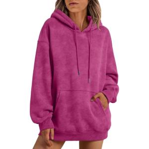 imageTrendy Queen Women Hoodies Fleece Sweatshirts Long Sleeve Pullover Jackets Fall Fashion with Pocket 2025 Y2k ClothesHot Pink