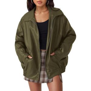 imageTrendy Queen Womens Leather Jackets Oversized Faux Motorcycle Plus Size Moto Biker Coat Fall Outfits Fashion Clothes 2025Armygreen