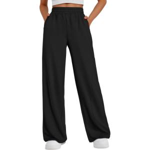 imageTrendy Queen Womens Wide Leg Sweatpants Baggy Y2K High Waisted Joggers Fall Fashion Clothes with Pockets 2025Black