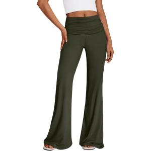 imageTrendy Queen Womens Wide Leg Yoga Pants Palazzo Fall Work Flowy Casual Pants Stretchy Bussiness OutfitsArmy Green