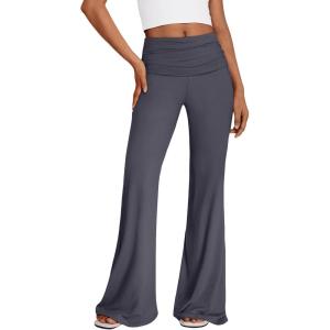 imageTrendy Queen Womens Wide Leg Yoga Pants Palazzo Fall Work Flowy Casual Pants Stretchy Bussiness OutfitsDark Grey