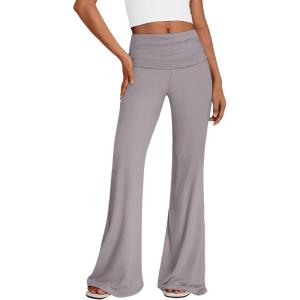 imageTrendy Queen Womens Wide Leg Yoga Pants Palazzo Fall Work Flowy Casual Pants Stretchy Bussiness OutfitsLight Grey