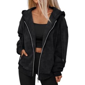 imageTrendy Queen Zip Up Hoodies for Women Acid Wash Oversized Sweatshirts Fall Cute Y2k Clothes Winter Jackets Vintage StreetwearBlack