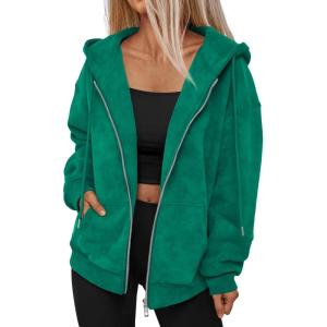imageTrendy Queen Zip Up Hoodies for Women Acid Wash Oversized Sweatshirts Fall Cute Y2k Clothes Winter Jackets Vintage StreetwearGreen