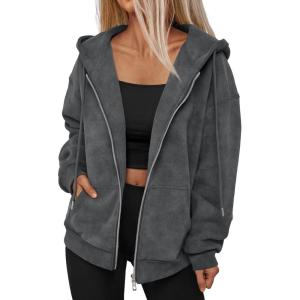 imageTrendy Queen Zip Up Hoodies for Women Acid Wash Oversized Sweatshirts Fall Cute Y2k Clothes Winter Jackets Vintage StreetwearGrey