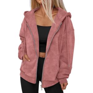 imageTrendy Queen Zip Up Hoodies for Women Acid Wash Oversized Sweatshirts Fall Cute Y2k Clothes Winter Jackets Vintage StreetwearPink