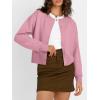 imageTrendy Queen Cropped Cardigan Sweaters for Women Lightweight Crop Cotton Knit Y2k Fall Outfits Fashion Clothes 2025Pink