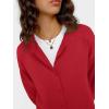 imageTrendy Queen Cropped Cardigan Sweaters for Women Lightweight Crop Cotton Knit Y2k Fall Outfits Fashion Clothes 2025Red
