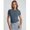 imageTrendy Queen Womens Basic Short Sleeve Slim Fit T Shirts Soft Crewneck Crop Y2k Tee Summer Cute Gym Fashion ClothesHazeblue