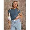 imageTrendy Queen Womens Basic Short Sleeve Slim Fit T Shirts Soft Crewneck Crop Y2k Tee Summer Cute Gym Fashion ClothesHazeblue