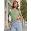 imageTrendy Queen Womens Basic Short Sleeve Slim Fit T Shirts Soft Crewneck Crop Y2k Tee Summer Cute Gym Fashion ClothesLightgreen