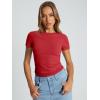 imageTrendy Queen Womens Basic Short Sleeve Slim Fit T Shirts Soft Crewneck Crop Y2k Tee Summer Cute Gym Fashion ClothesRed