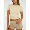 imageTrendy Queen Womens Basic TShirts Scoop Neck Short Sleeve Crop Tops Cute Summer Tops Slim Fit Tees Y2k Clothing 2025Apricot