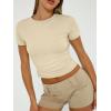 imageTrendy Queen Womens Basic TShirts Scoop Neck Short Sleeve Crop Tops Cute Summer Tops Slim Fit Tees Y2k Clothing 2025Apricot