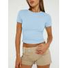 imageTrendy Queen Womens Basic TShirts Scoop Neck Short Sleeve Crop Tops Cute Summer Tops Slim Fit Tees Y2k Clothing 2025Baby Blue