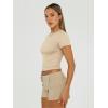 imageTrendy Queen Womens Basic TShirts Scoop Neck Short Sleeve Crop Tops Cute Summer Tops Slim Fit Tees Y2k Clothing 2025Beige