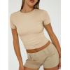 imageTrendy Queen Womens Basic TShirts Scoop Neck Short Sleeve Crop Tops Cute Summer Tops Slim Fit Tees Y2k Clothing 2025Beige